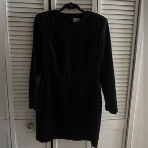 ASOS Design Shoulder Pad Mini Dress with Seams Black $75 Size 12